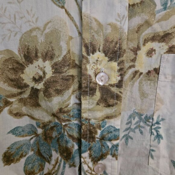 Earl Jean NWT Vintage Designer Sustainable Cotton Cream Floral Shirt Size L - Picture 3 of 6